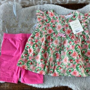 Rachel Riley Floral Ruffle Top with Bright Pink Shorts